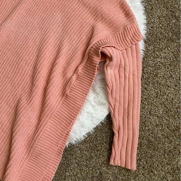 Wonderly Knit Tunic Sweater Side Slits Pink Oversized Slouchy Funnel Neck Small - Picture 5 of 9